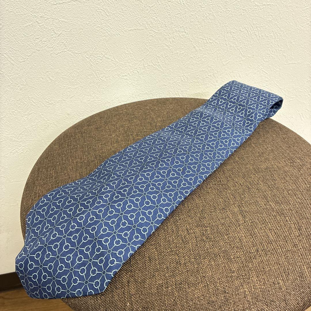 HERMES ネクタイ　青
