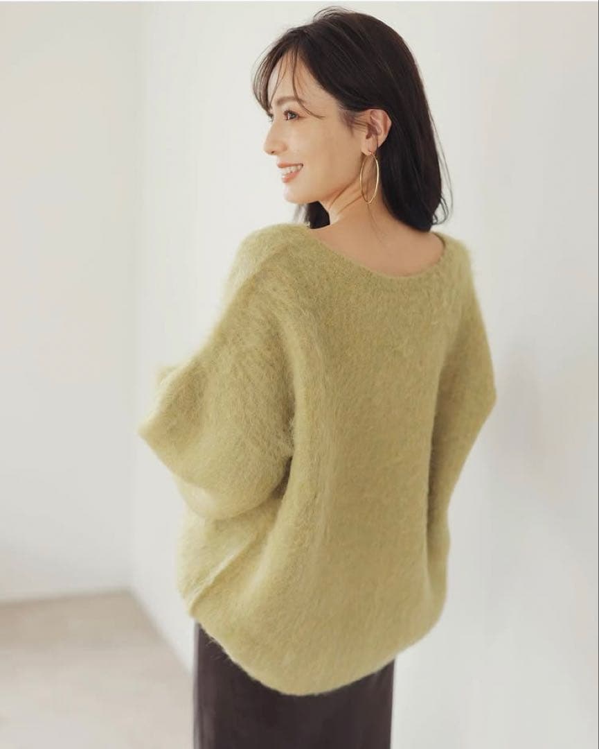 2wayアルパカ混ニットプルオーバー （PISTACHIO GREEN） アニュアンス anuans 2wayアルパカ混ニットプルオーバー