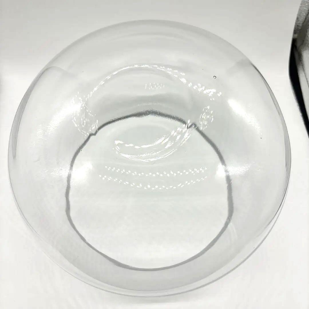 クリアガラスボウルと木製専用プレート フルーツボウル グリーンインテリア 美品