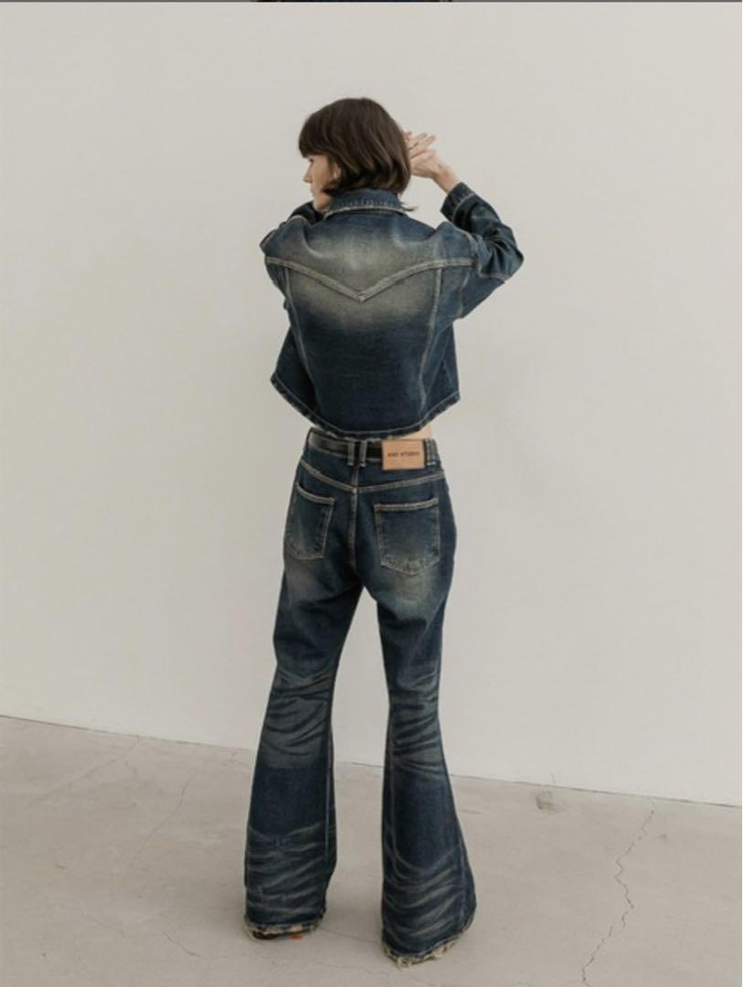 wrinkled denim