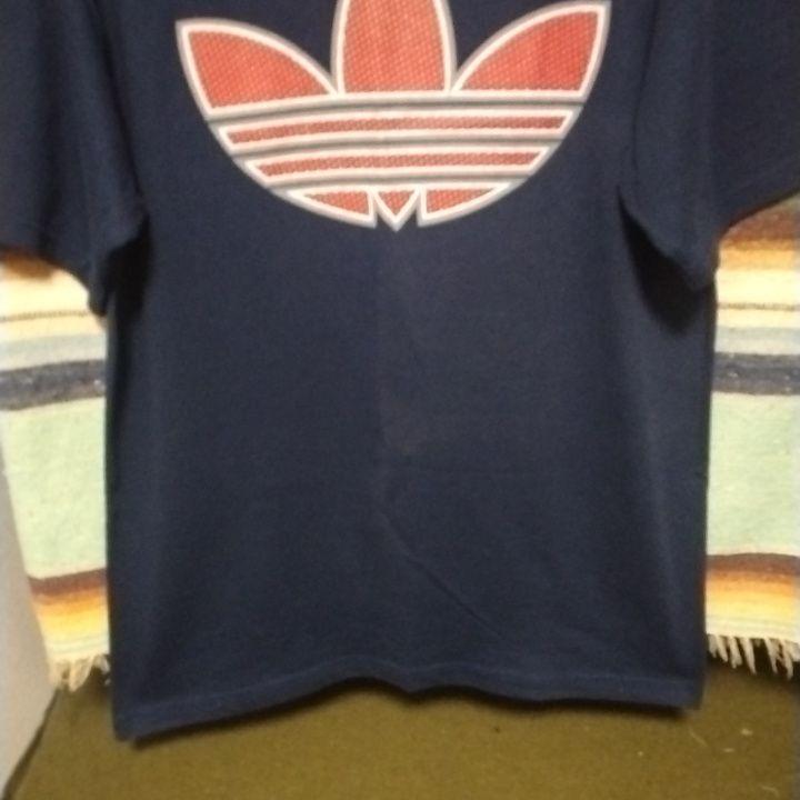 80s90s　アディダスTシャツ　USA製　刺繍タグ　両面プリント　ヴィンテージ
