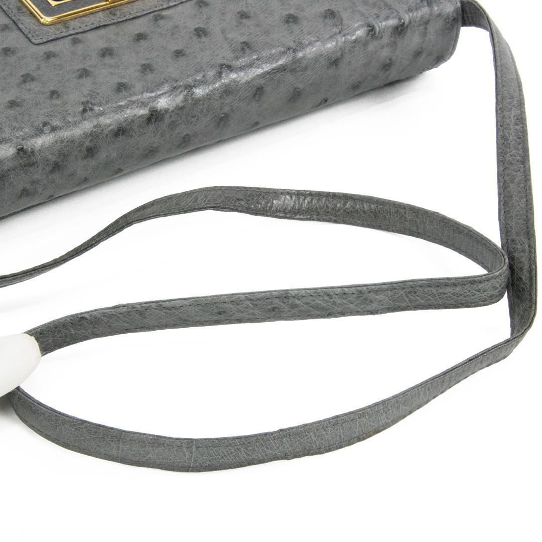 本物 コンテス ショルダーバッグ 新品同様 レディース オーストリッチ グレー