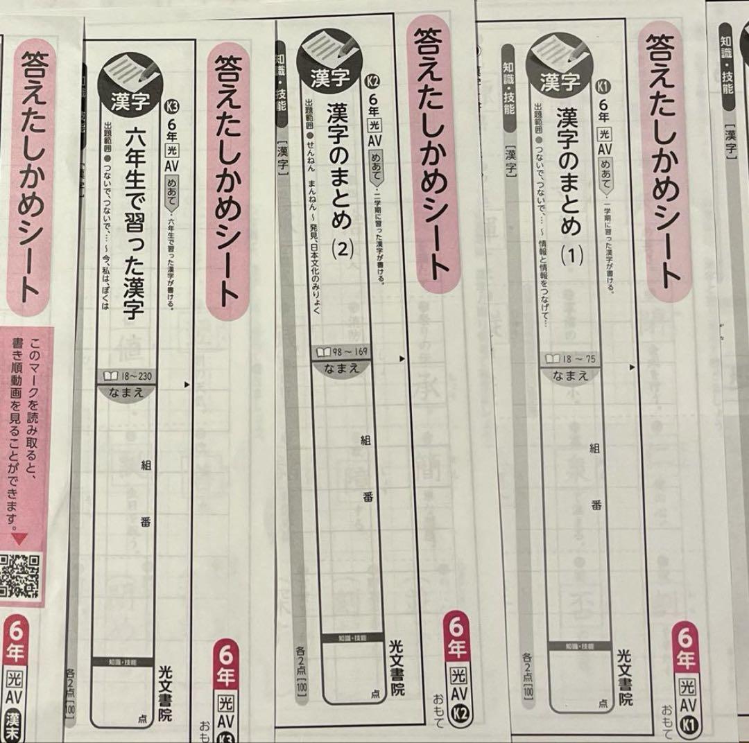 令和6年度 小6国語 家庭科 光文書院 カラーテスト 光文書院カラーテスト2年国語（23枚+4枚）