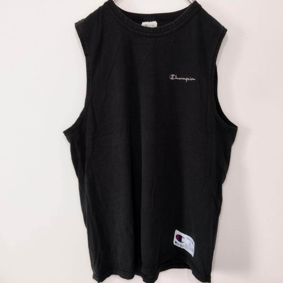 90s usa古着 CHAMPION ノースリーブ　L ブラック　MEXICO製