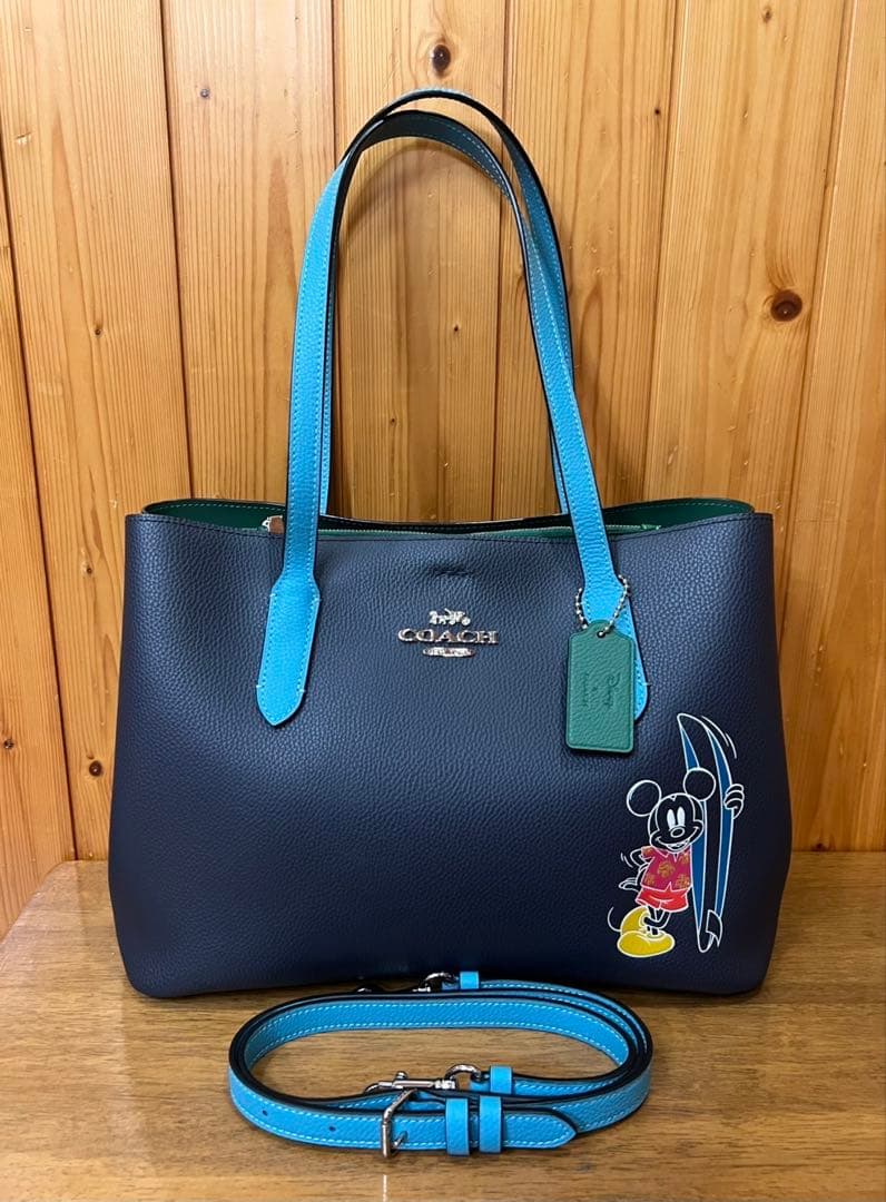 美品★COACH ミッキー トートバッグ ディズニー 肩掛け ショルダー レザー