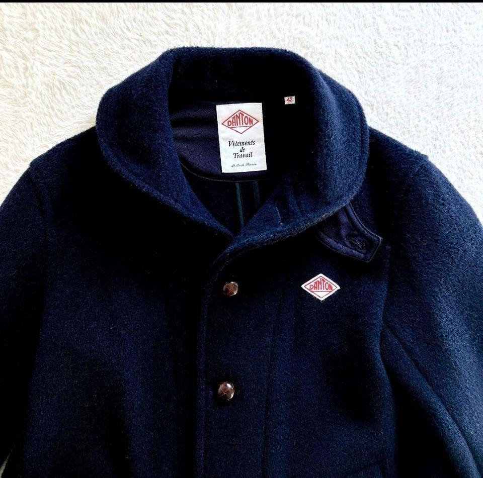 ダントン　DANTON ウールモッサコート　くるみボタン　ネイビー　42