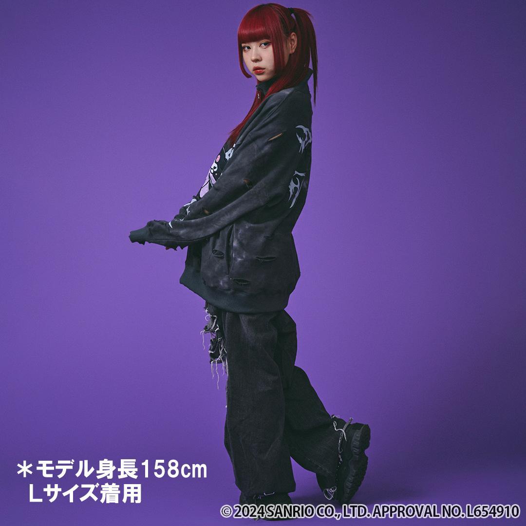 SALE 新品・XL クロミ × ガルフィー ムラ染め ダメージ ハーフZIP