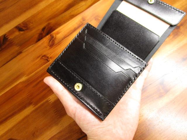 コンパクトウォレット コードバン ブラック 新喜皮革 財布 キャッシュレス 黒
