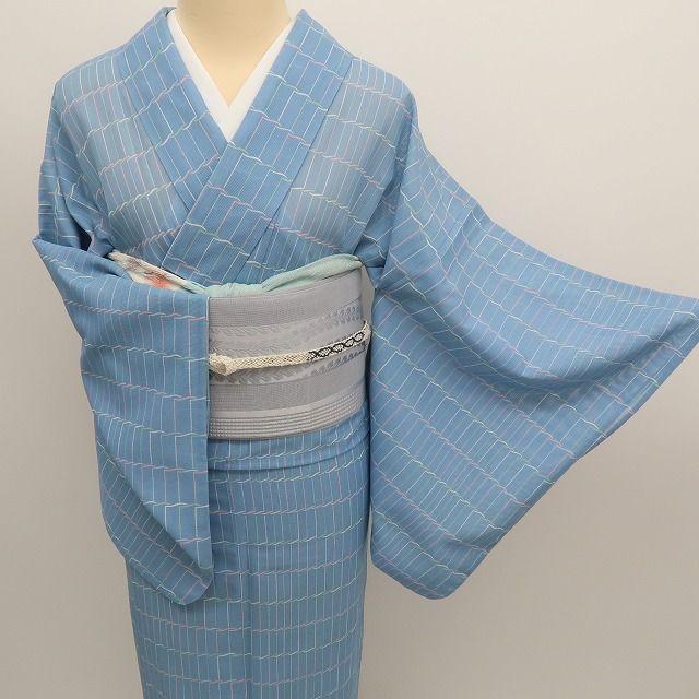 デパート 送料無料 洗える夏着物 m1528＊美品 絽 メルカリ - 小紋 誂えポリエステル 着物・浴衣