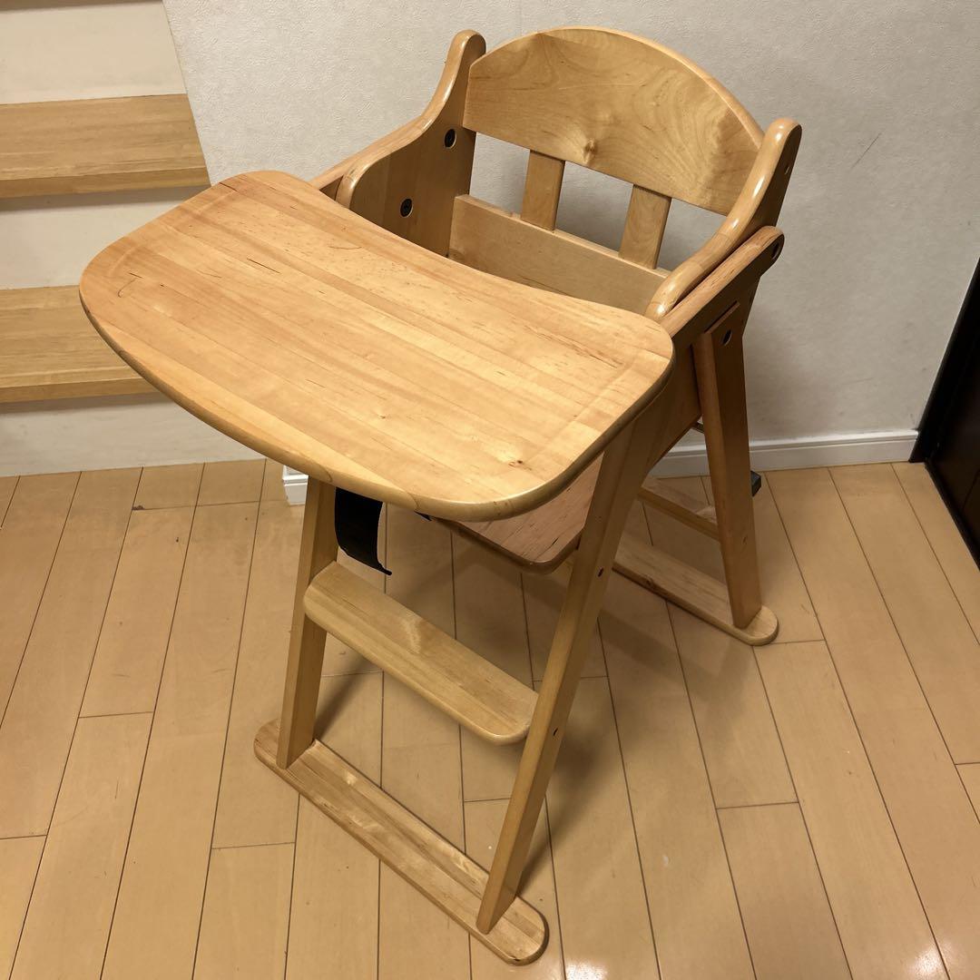 【美品✨】澤田木工所 天然木 折りたたみ式 ハイチェア キッズ ベビー