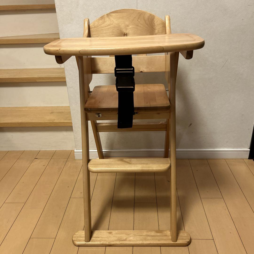 【美品✨】澤田木工所 天然木 折りたたみ式 ハイチェア キッズ ベビー