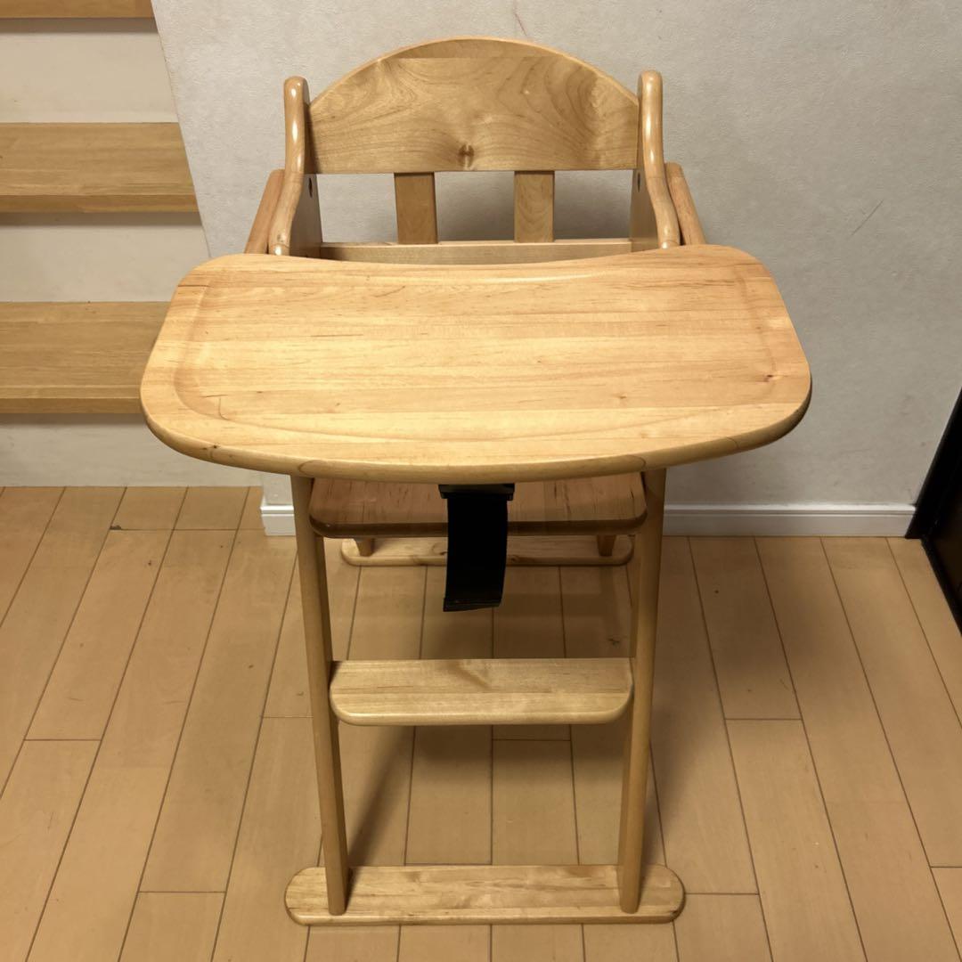 【美品✨】澤田木工所 天然木 折りたたみ式 ハイチェア キッズ ベビー