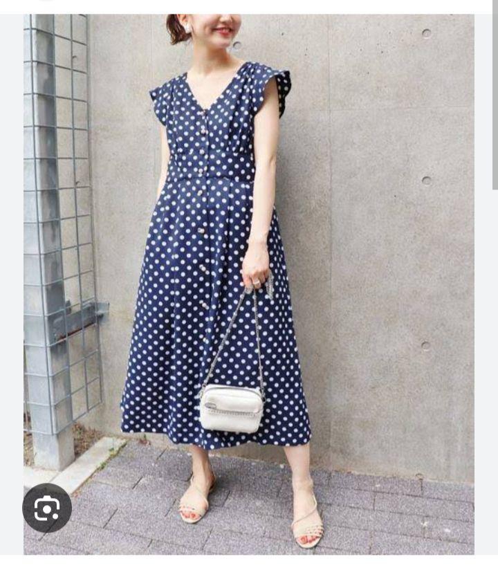 イエナ ドットワンピース レトロ パールボタン
