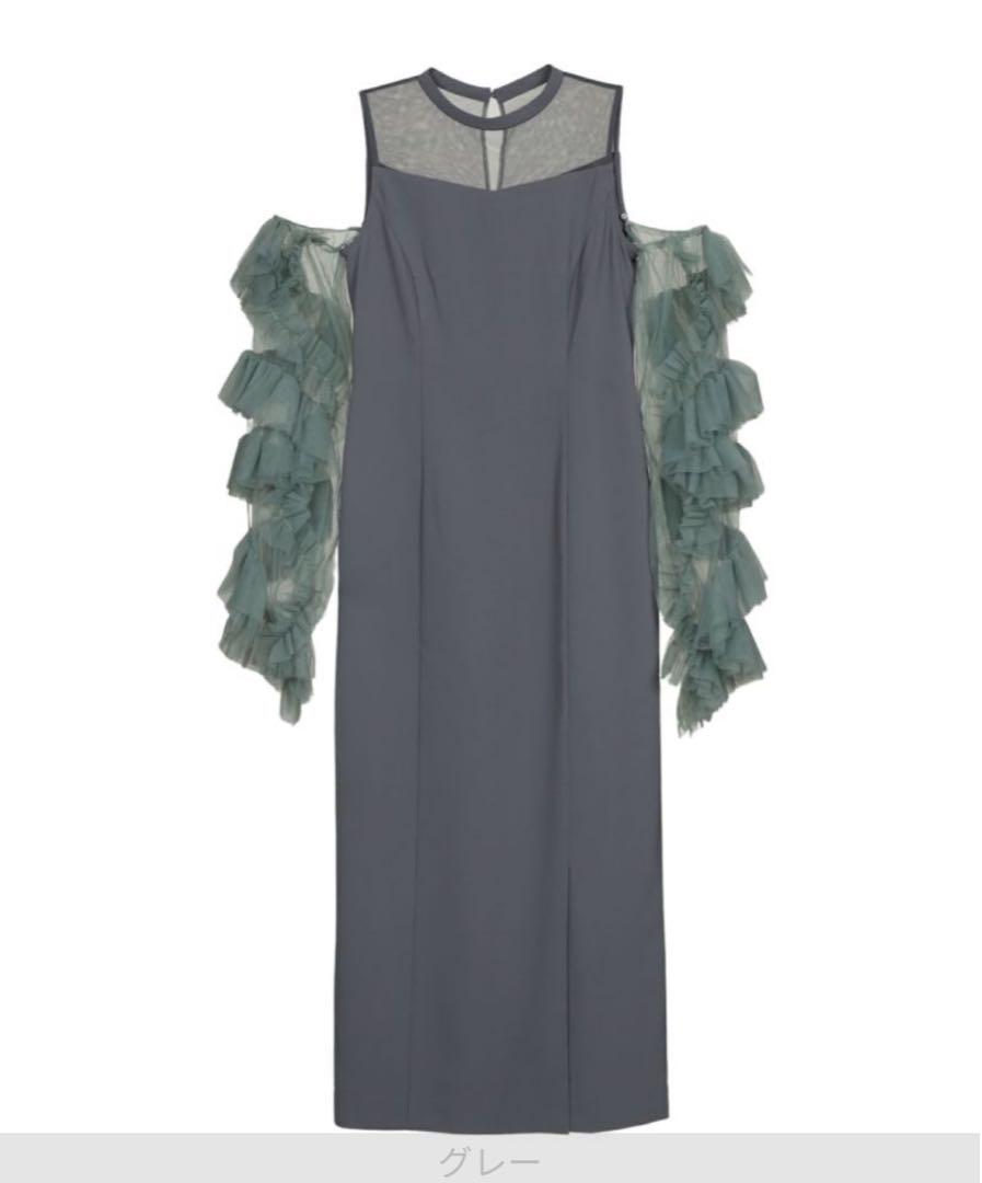 detached sleeve dress グレー　S