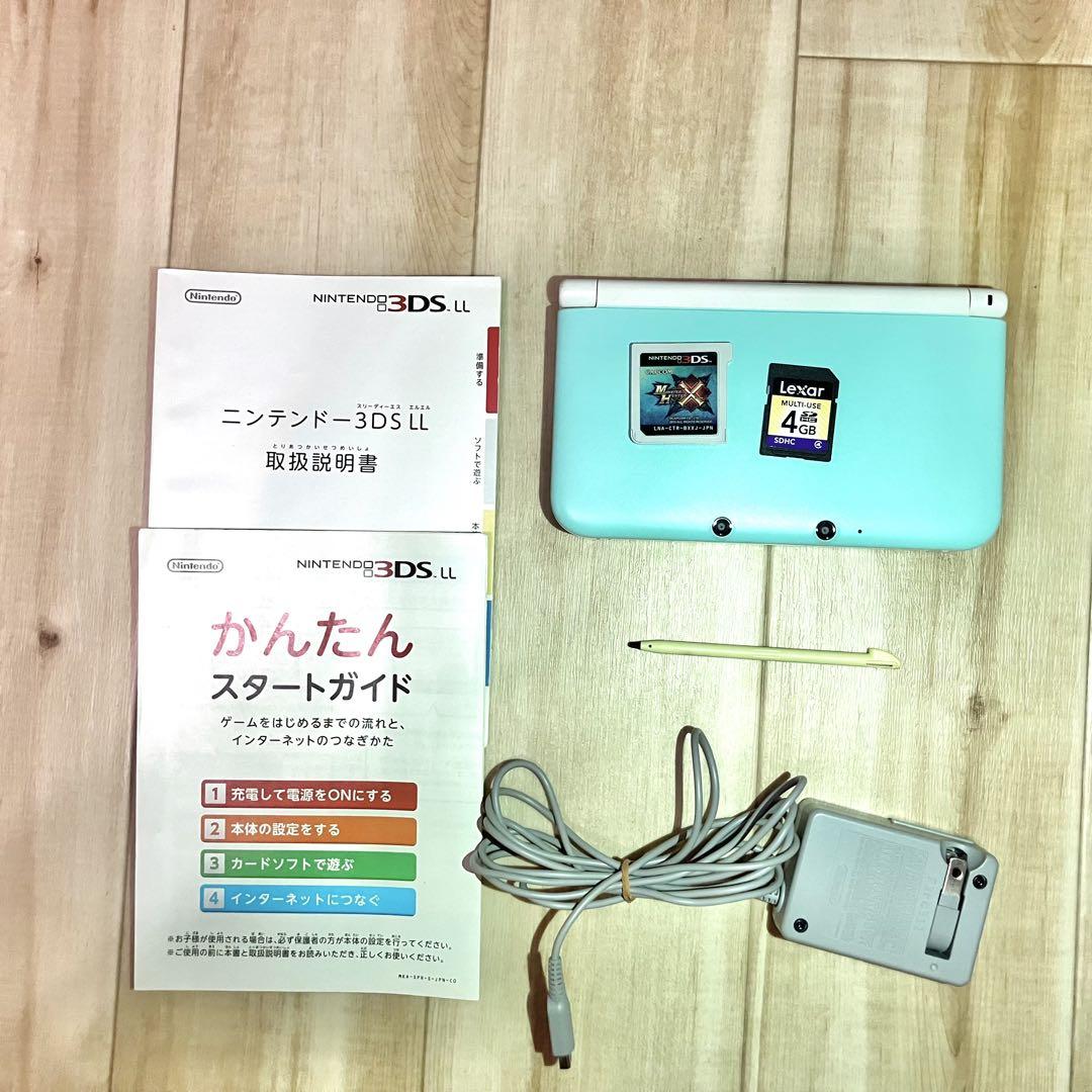 ニンテンドー3DS LL 水色 本体 おまけソフト(MHX)付き