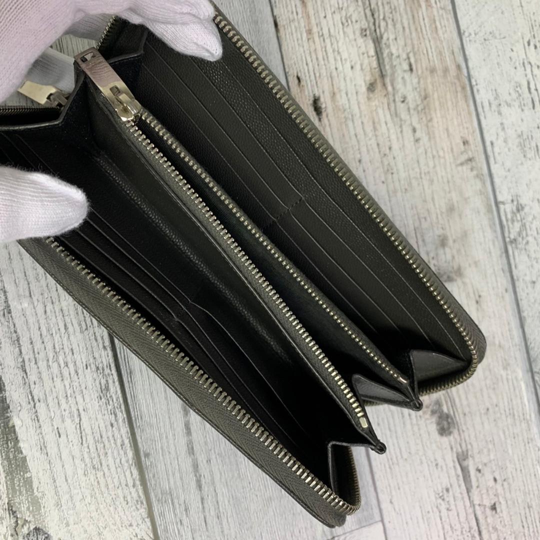 Saint Laurent Vステッチ シルバーロゴ 長財布 キャビアスキン 画像8