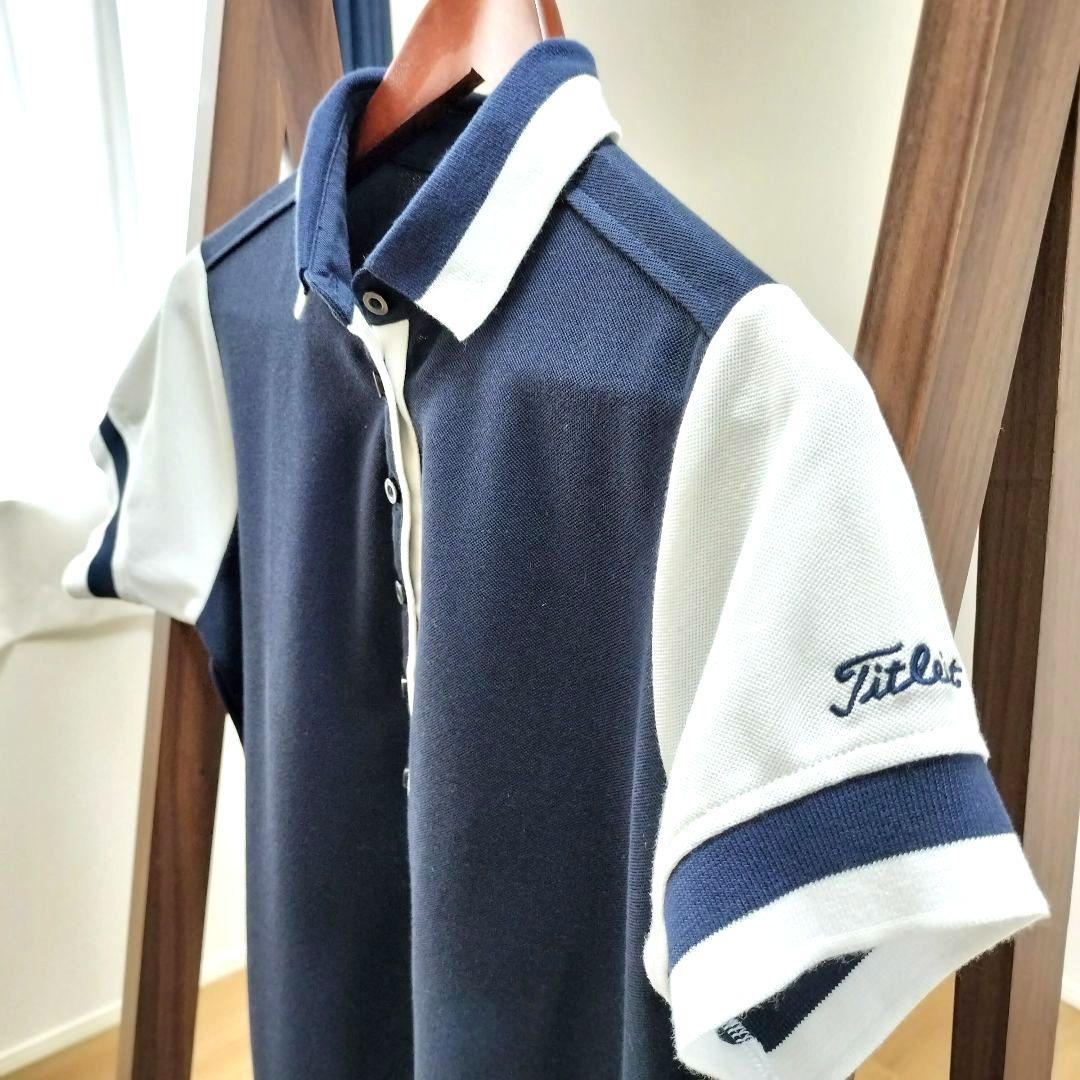 TITLEIST タイトリスト　半袖　ポロ　ワンピース　バイカラー　ネイビー　М