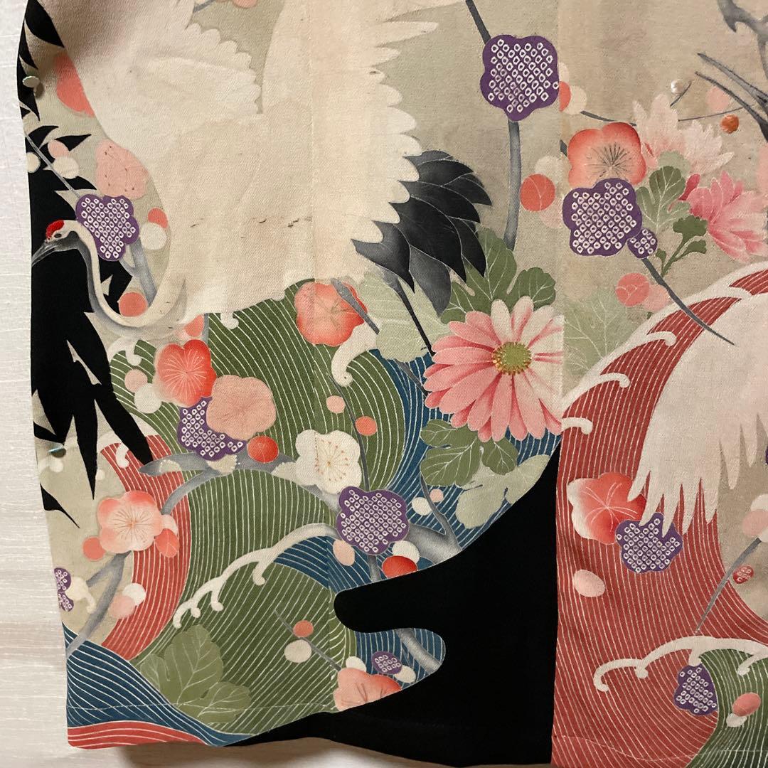 黒留袖 祝い鶴ワンピース 黒留袖 祝い鶴ワンピース