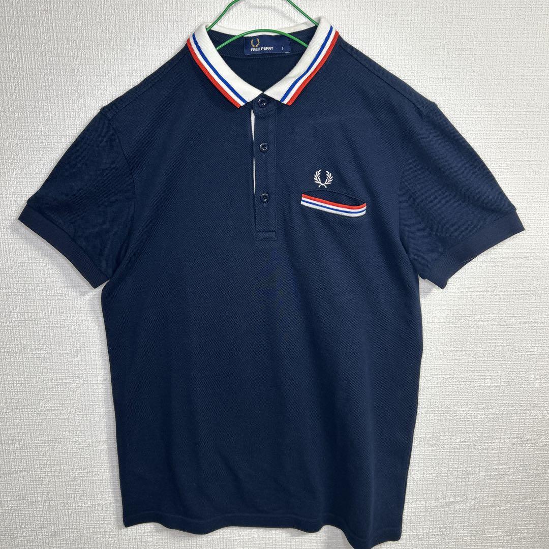 フレッドペリー　ポロシャツ　半袖　ネイビー　水色 美品 フレッドペリー ポロシャツ 半袖 ネイビー ブルー XL〜XXL