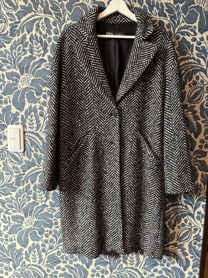 ZARA ヘリンボーン柄 ロングコート XS - メルカリ