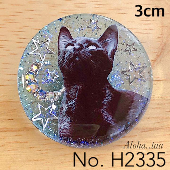 同梱100円引♡ レジンヘアゴム ♡ 猫 ねこ ネコ 黒猫 オーロラ三日月 ♡
