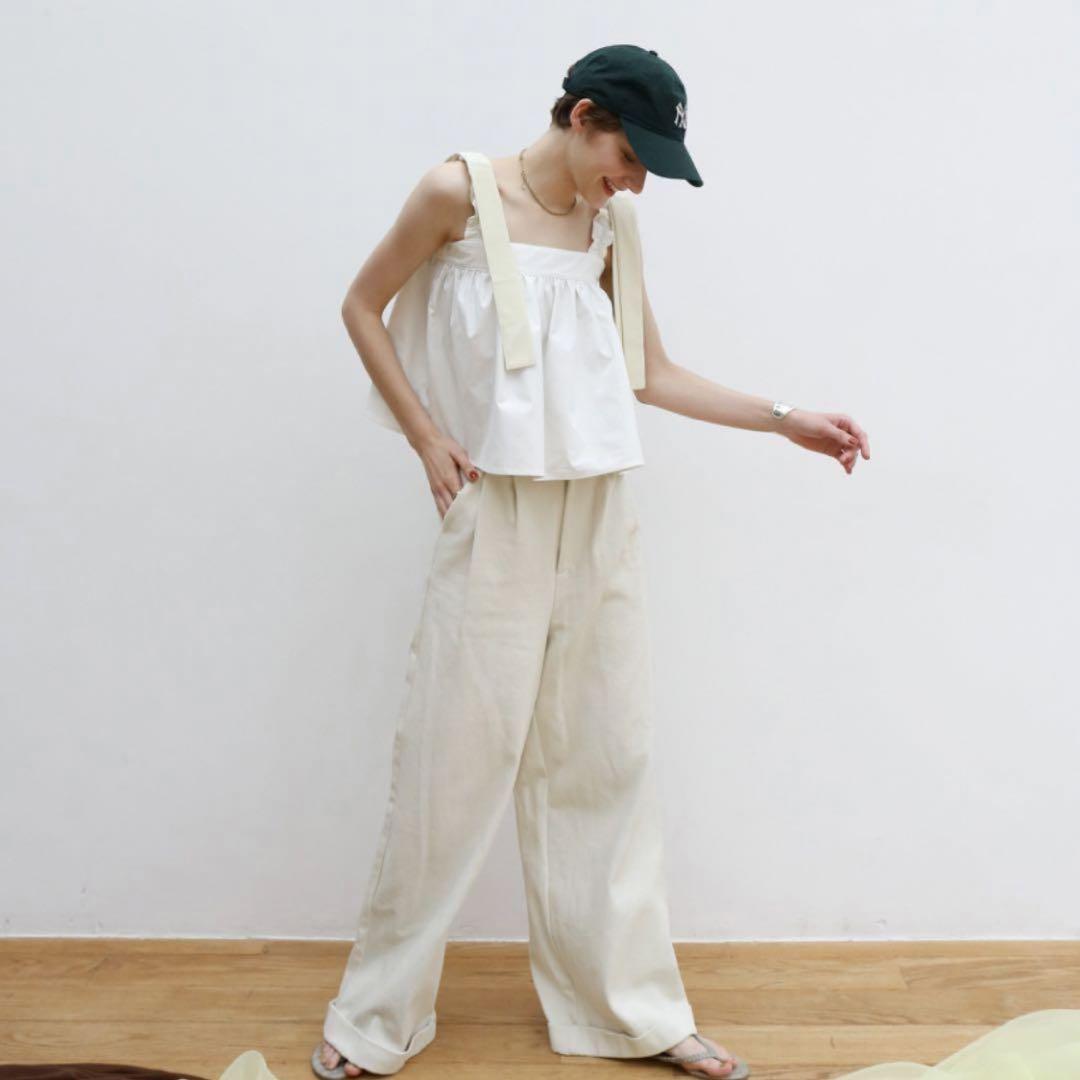 新品未使用】Katrin TOKYO バイカラーラッフルトップス(ホワイト