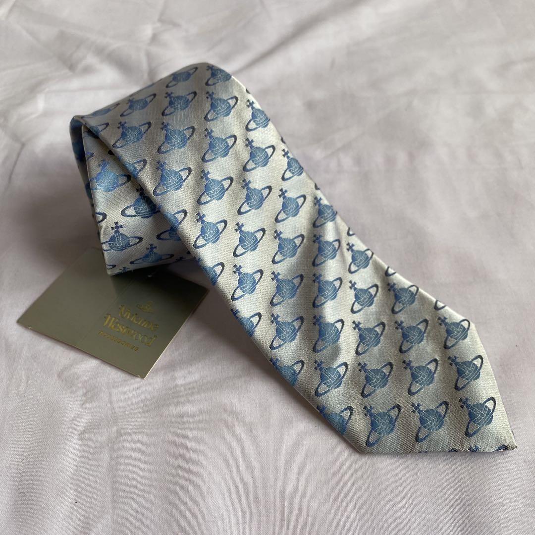 新品Vivienne Westwood 青い惑星ネクタイ　シルク
