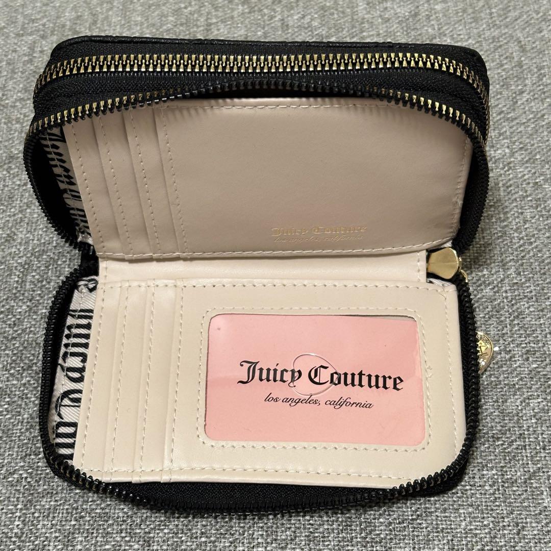 【JuicyCouture】折りたたみ財布　ジューシークチュール ジューシークチュール 二つ折り財布 ブラック ダブルジップ