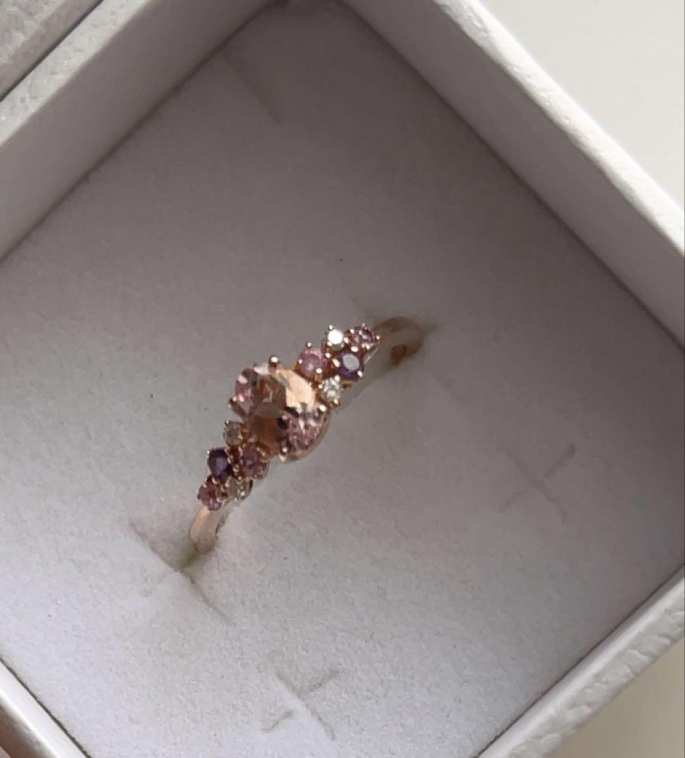 モルガナイト0.53ct ピンクサファイア ダイヤモンド リング k18pg