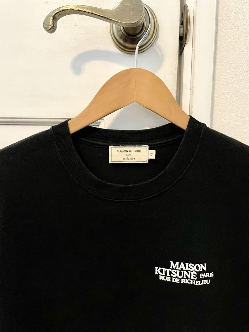 MAISON KITSUNÉ メゾンキツネ 黒 長袖ロゴカットソー XS~S