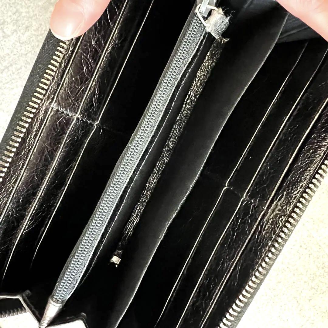 YSL メタリックブラック 長財布オンライン