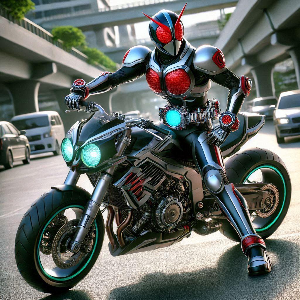 美女が仮面ライダースタイルに変身！オリジナルアート