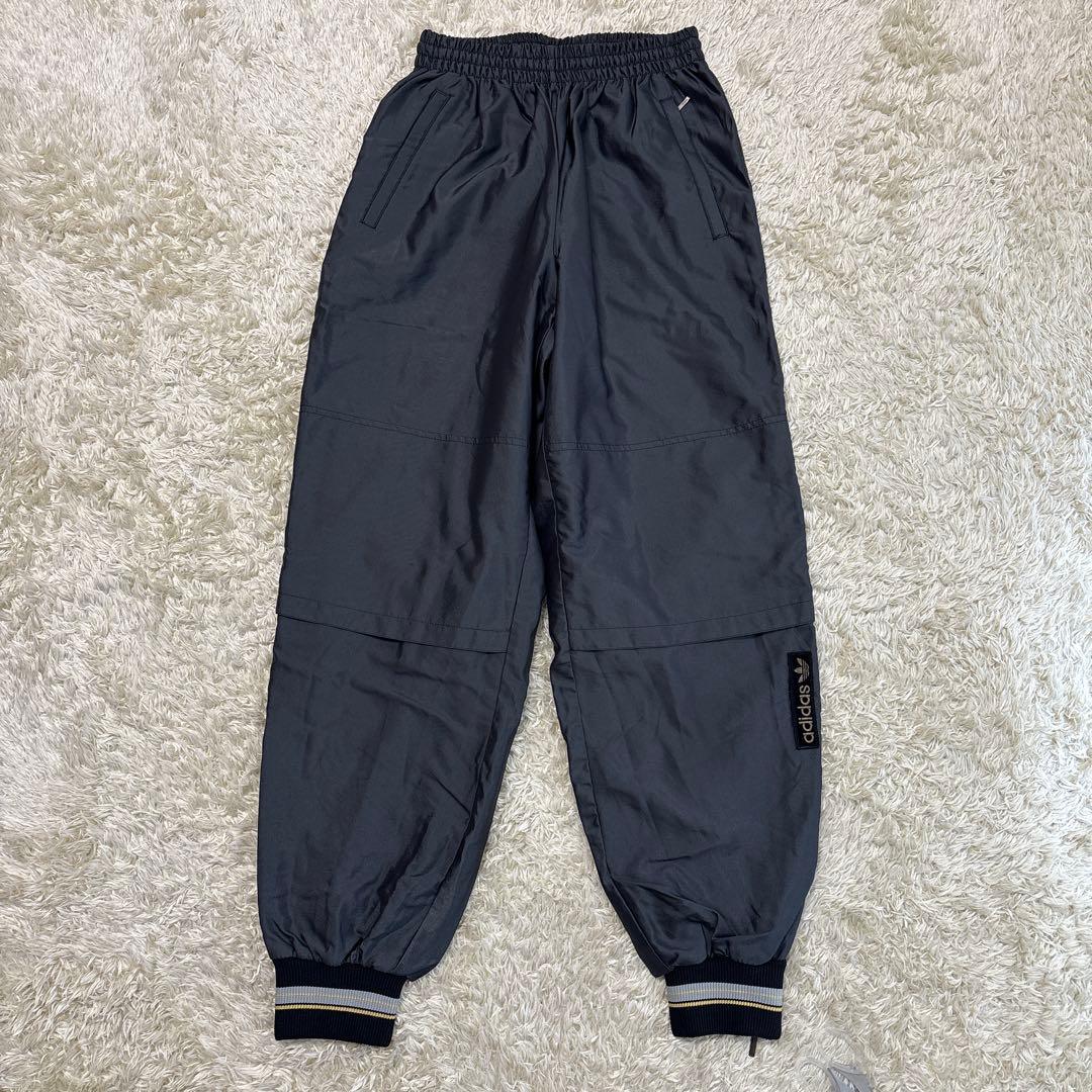 80-90s!アディダス 黒 M テーパードナイロンボトムM adidas