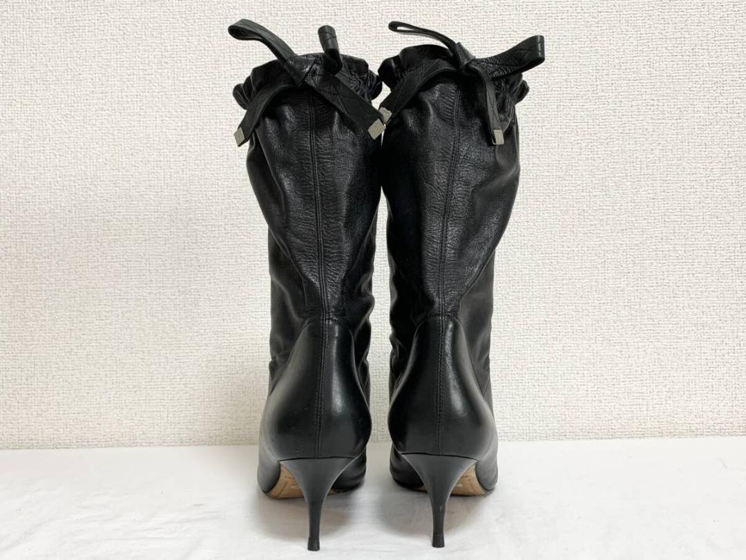 美品 シャネル CC リボン マトラッセ レザー ショートブーツ 36 1/2 美品 シャネル CC リボン マトラッセ レザー ショートブーツ 36 1/2