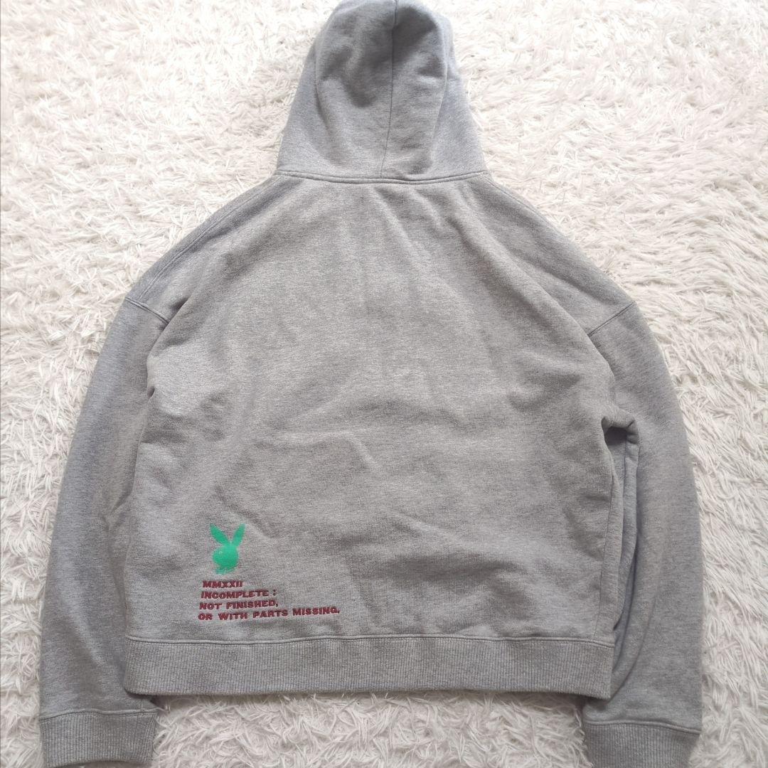 genzai×PLAYBOY メンズ　ジップパーカー　グレー　サイズL