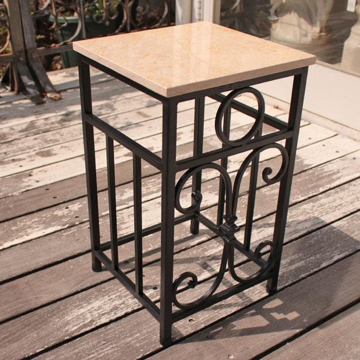 プランタースタンド 石天板 28×28cm アイアン 花台 ロートアイアン YUZUMIYA_COM