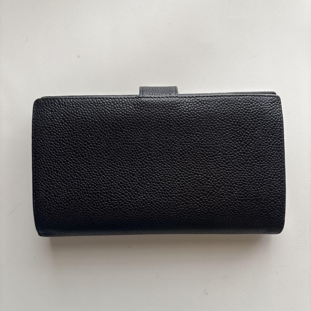 鑑定済　シャネル CHANEL ココマーク キャビアスキン 長財布 黒　ブラック