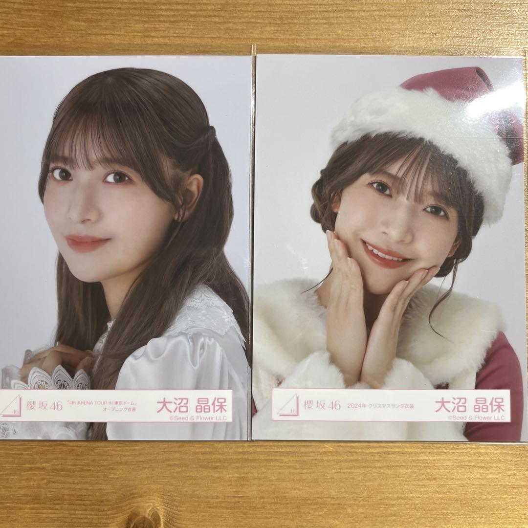 櫻坂46 2024年クリスマスサンタ衣装　大沼晶保　直筆　座り 大沼晶保 直筆サイン入り生写真 2024年 クリスマスサンタ衣装