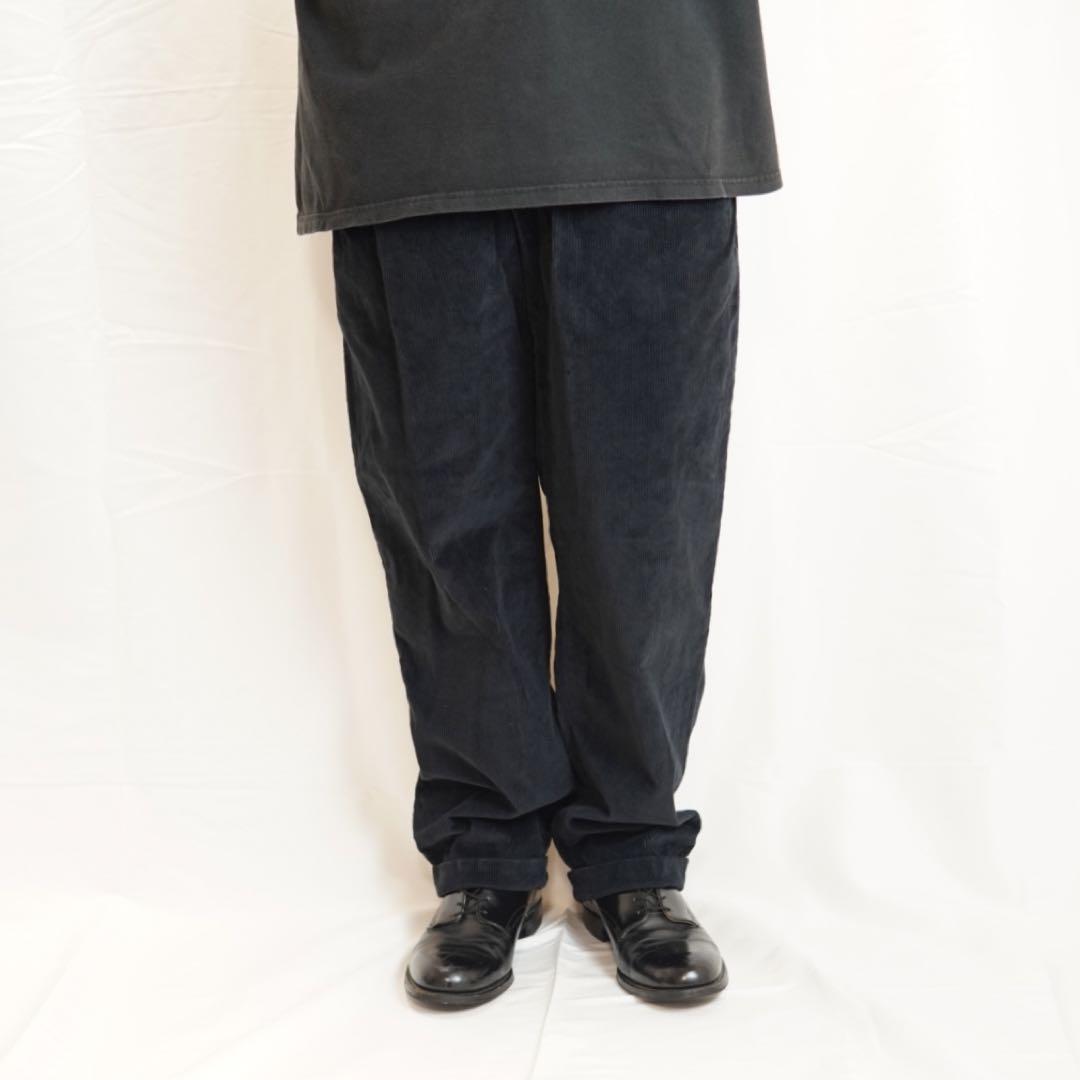 LANDS' END 2タック ダブル 太畝 コーデュロイ パンツ w35