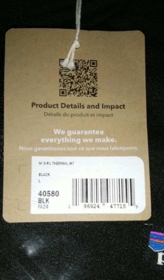 新品未使用 パタゴニア R1 サーマルジャケット BLACK L 40580