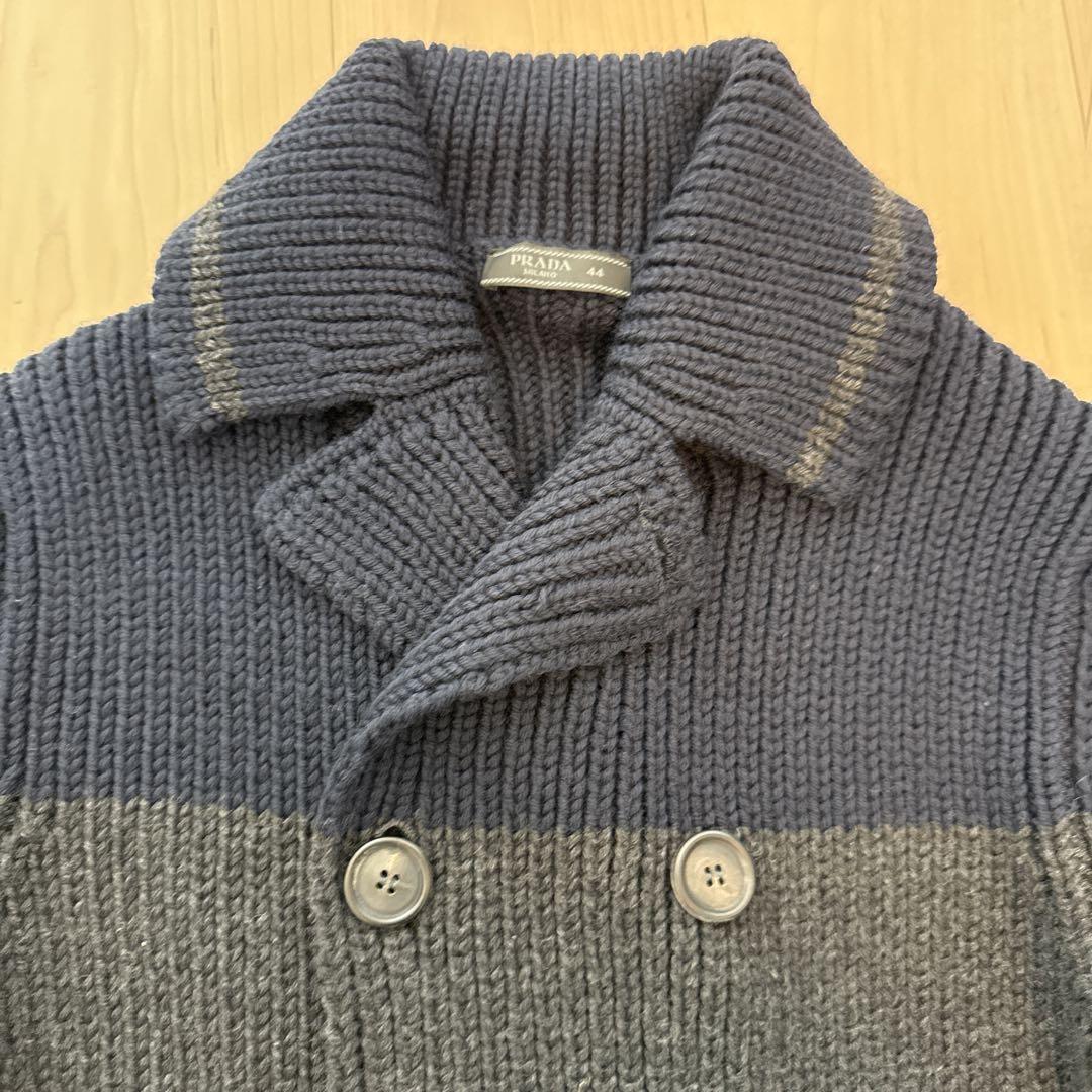 紫【新品】PRADA バイカラーニットコート PRADAアウトタグ