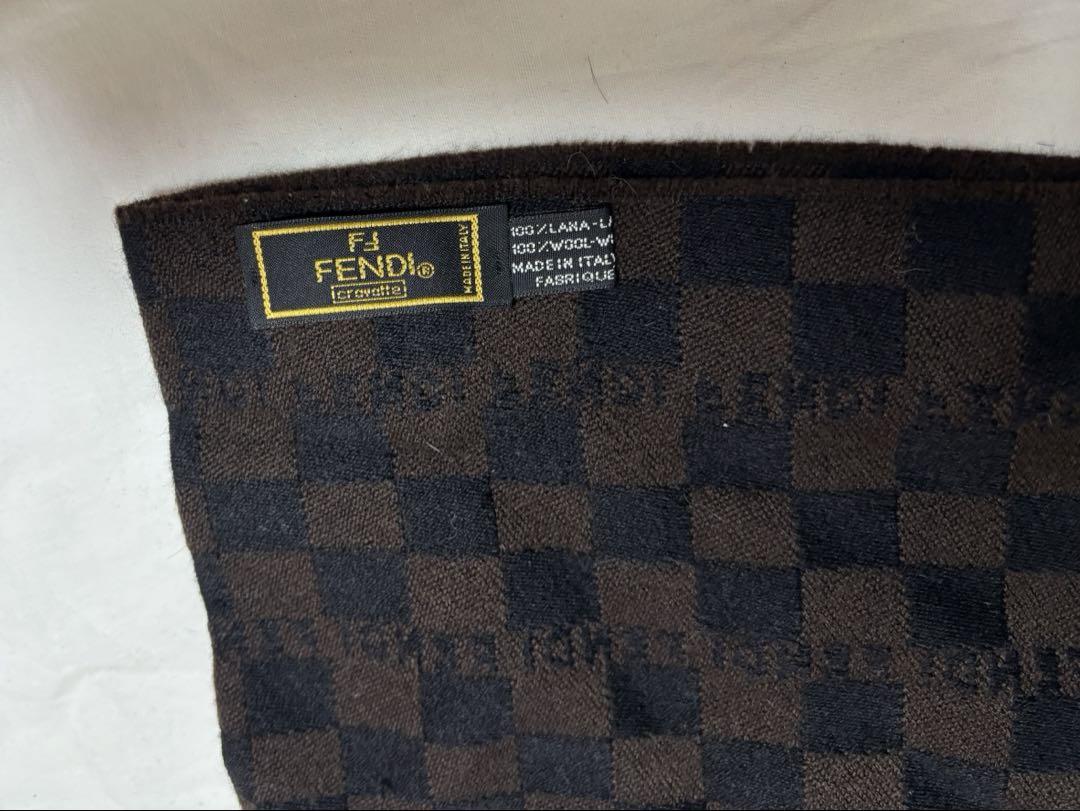 FENDI チェック柄マフラー ウール
