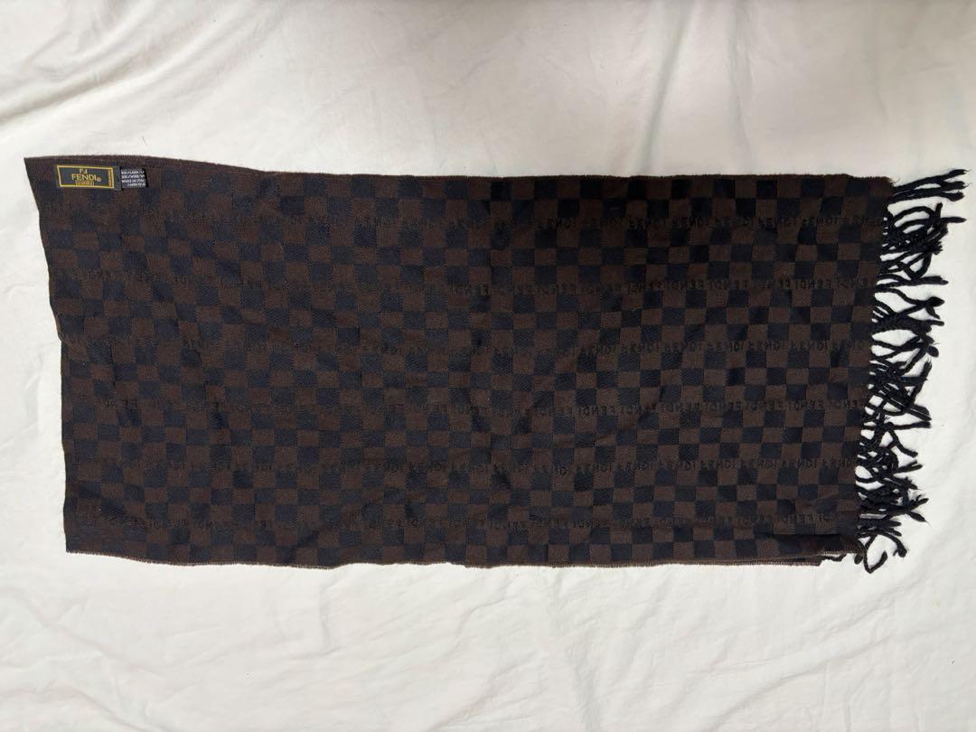 FENDI チェック柄マフラー ウール