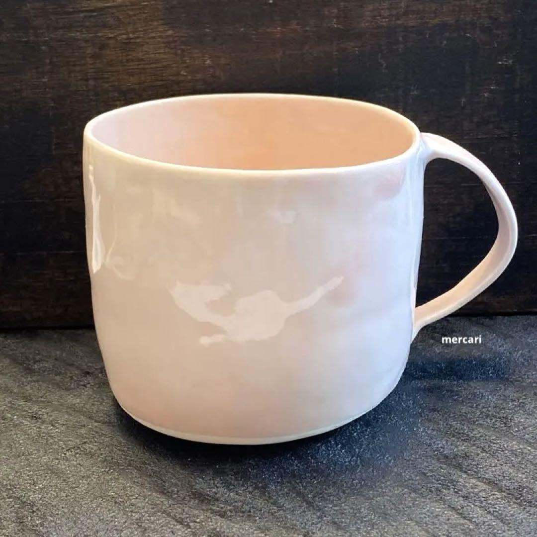 藤本羊子マグカップかわいい桜ピンク手びねりコーヒーカップティーカップ