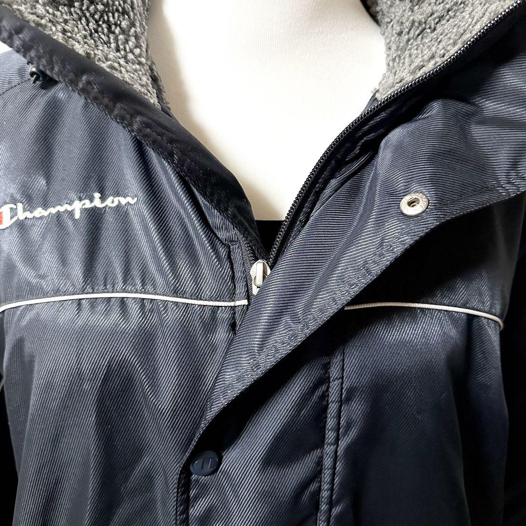 【美品】Champion チャンピオン ネイビー ロングベンチコート 裏 ボア