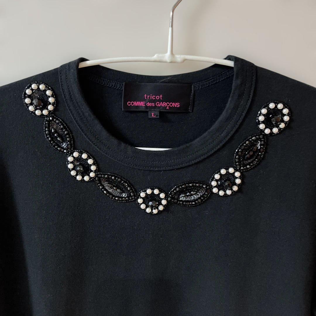 tricot COMME des GARÇONS ビジューブラック Tシャツ L - メルカリ