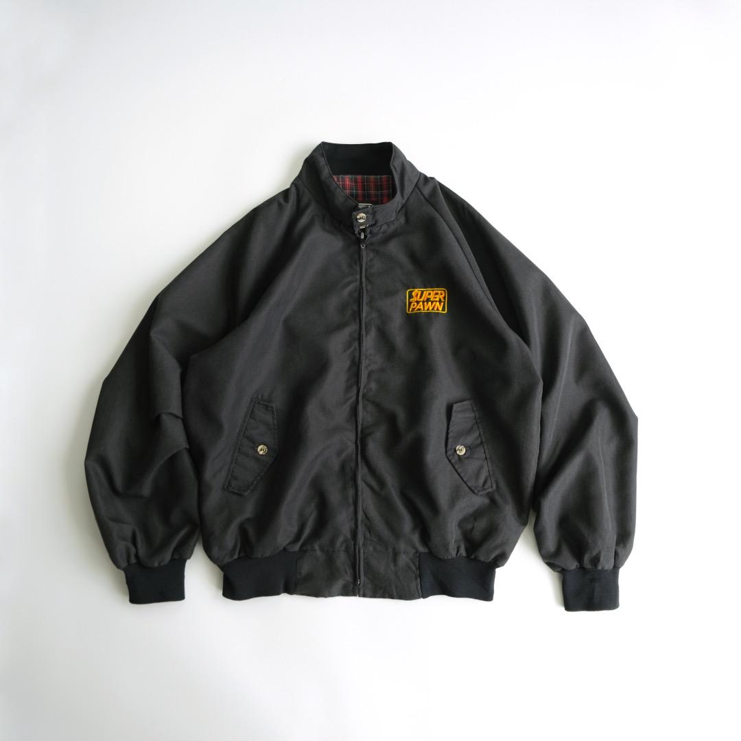 USA製90s 企業刺繍ロゴ　ハリントンジャケット　黒　L ゆるだぼ古着