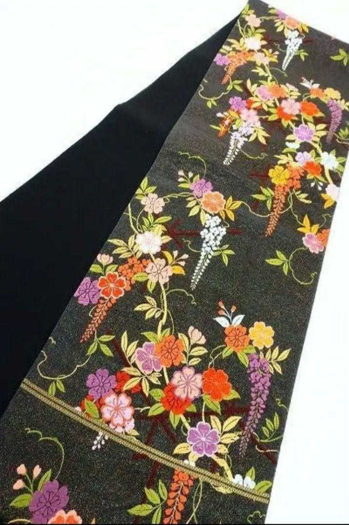 ☆4点セット☆美品 本振袖 袋帯  帯揚 帯締め 赤  正絹
