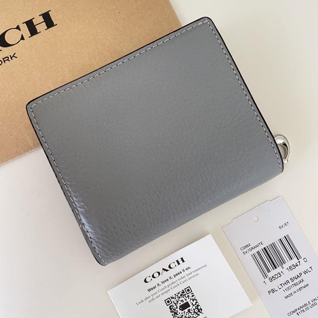 新品未使用❤️COACH コーチ　ミニウォレット 2つ折り財布　グラナイト　グレー COACH コーチ ミニウォレット 折り財布 グラナイト グレー