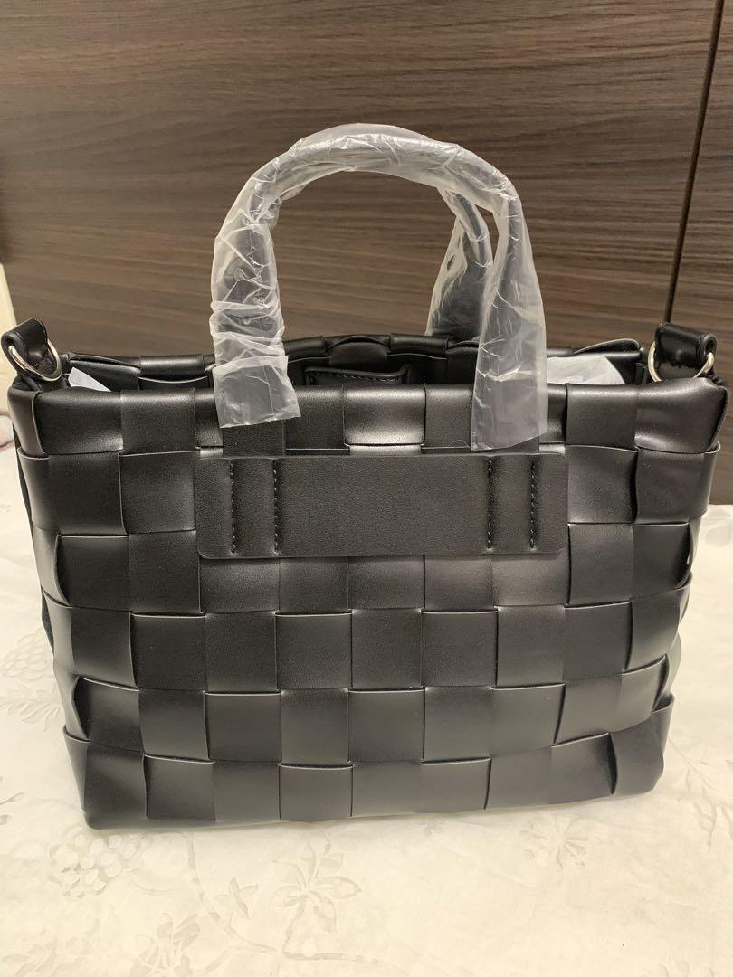 picone 編み込み2wayバッグ トート ショルダー 黒 - メルカリ